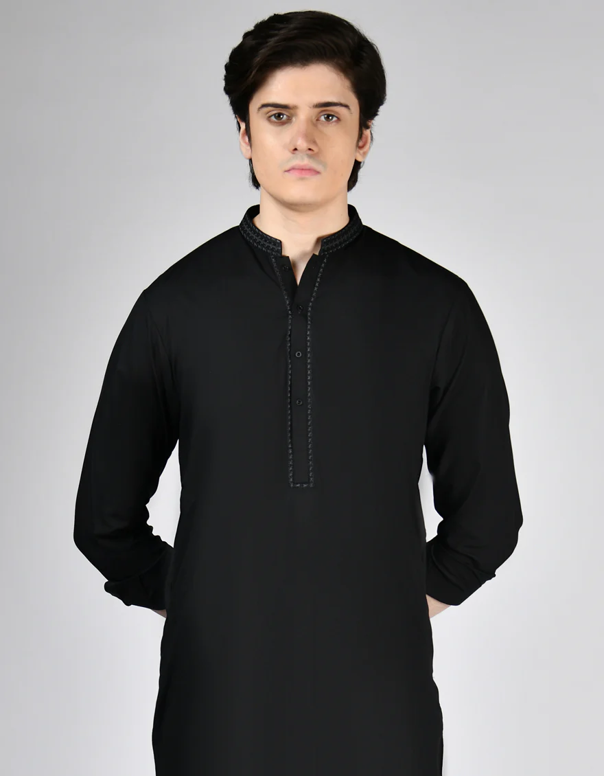 BLACK BLENDED KAMEEZ SHALWAR | JTKS-A-46475/S24/JJ8729-SF