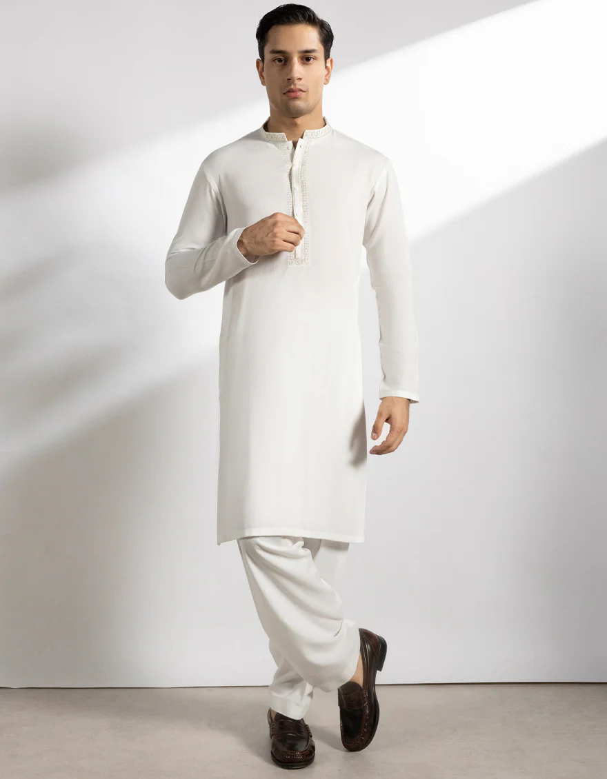 OFF WHITE BLENDED KAMEEZ SHALWAR | JTKS-A-46784/S25/JJ9427-FL