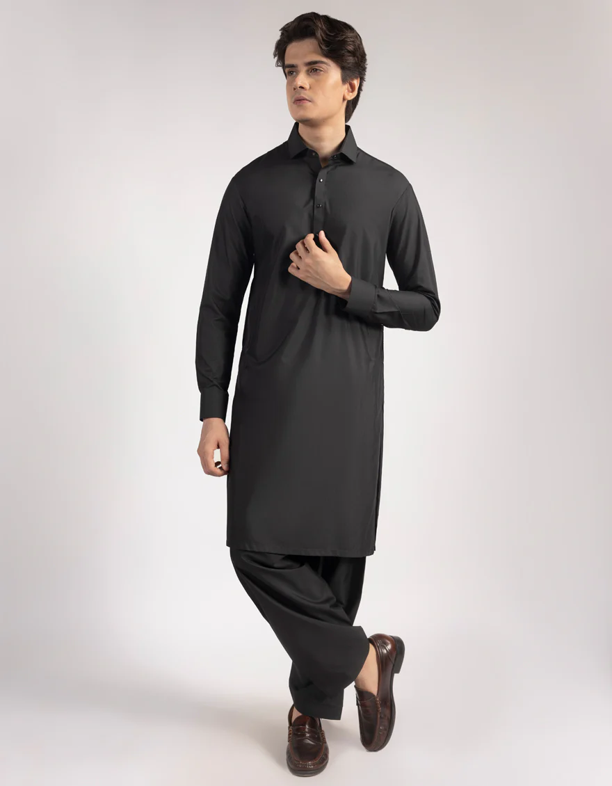 BLACK BLENDED KAMEEZ SHALWAR | JTKS-A-46820/S25/JJ9945-PN