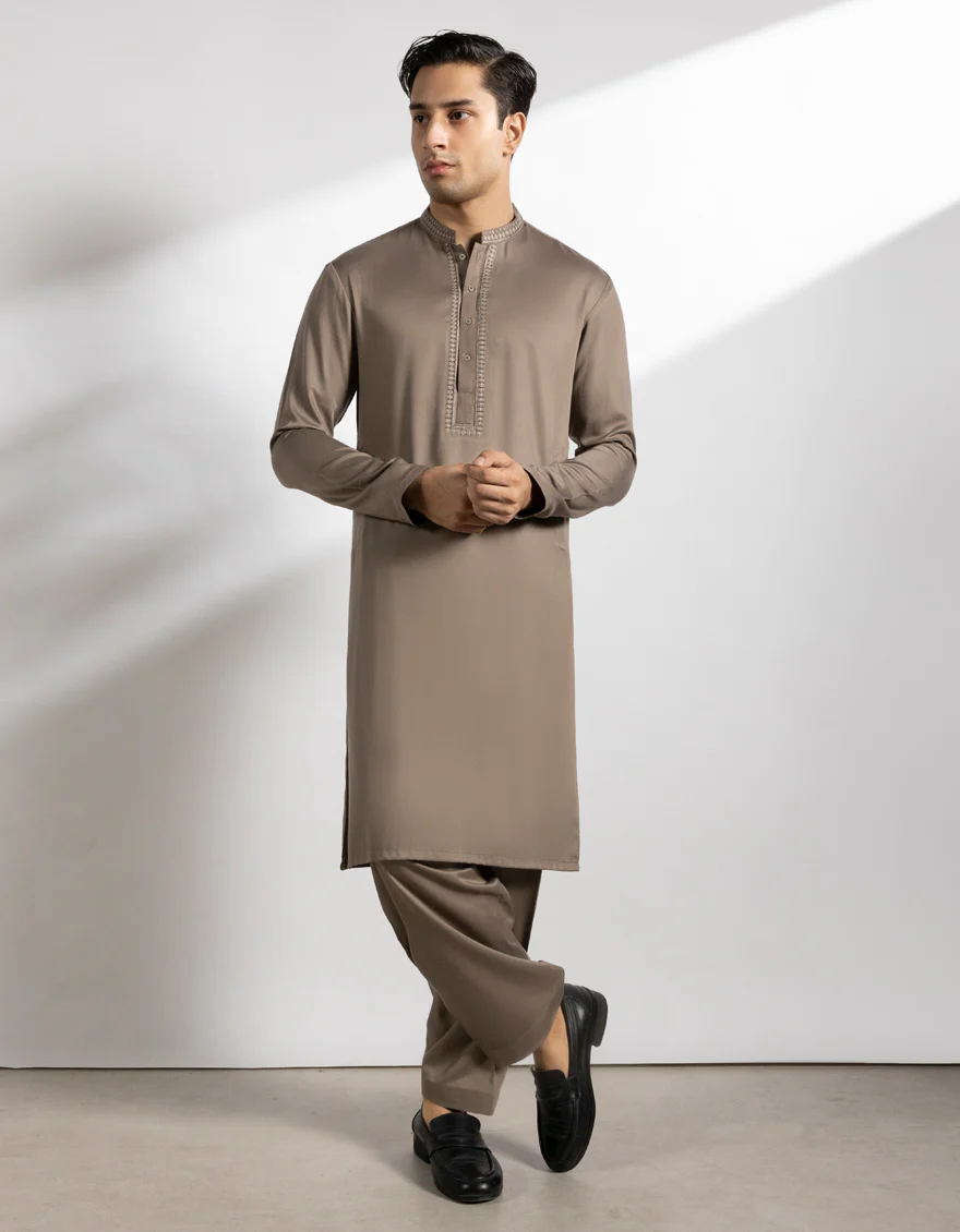 CHESTNUT BROWN BLENDED KAMEEZ SHALWAR | JTKS-A-50219/S25/JJ9860-SF