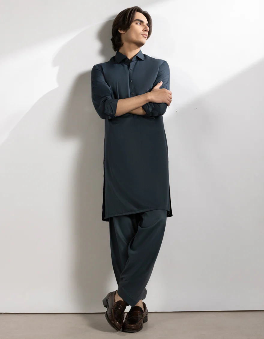DEEP GREEN BLENDED KAMEEZ SHALWAR | JTKS-A-50249/S25/JJ9860-PN
