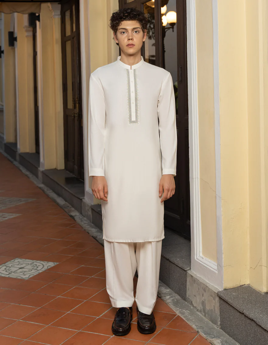 OFF WHITE BLENDED KAMEEZ SHALWAR | JTKS-A-US-34340/S23/JJ8712-FL