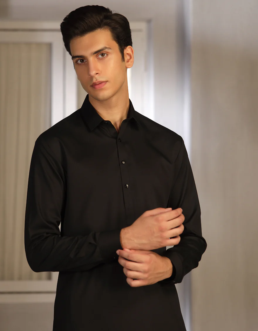 BLACK BLENDED KAMEEZ SHALWAR | JTKS-A-US-40201-R5-AP/S23/JJ8733-PN - Image 3