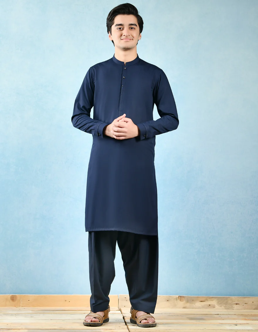 NAVY BLUE KAMEEZ SHALWAR | JTKS-A-US-42382/S22/JJ8157-CL