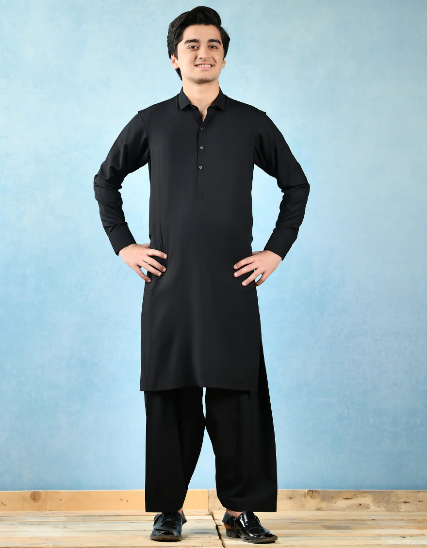 BLACK VISCOSE KAMEEZ SHALWAR | JTKS-A-US-44070/S22/JJ8346-PN