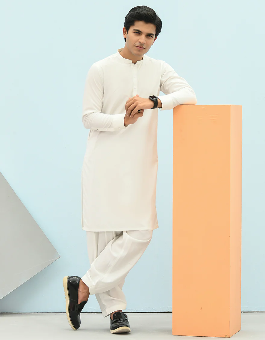 OFF WHITE VISCOSE KAMEEZ SHALWAR | JTKS-A-US-44099/S22/JJ8260-CL