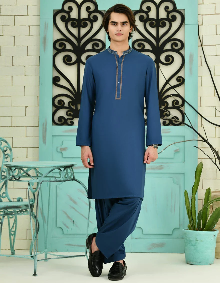 BLUE BLENDED KAMEEZ SHALWAR | JTKS-S-34702/S24/JJ9267-SF