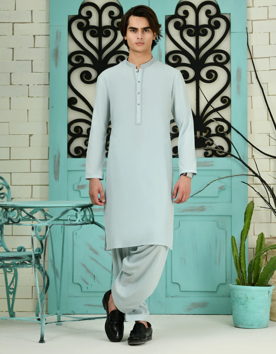 GREEN BLENDED KAMEEZ SHALWAR | JTKS-S-46225/S24/JJ8814-SF