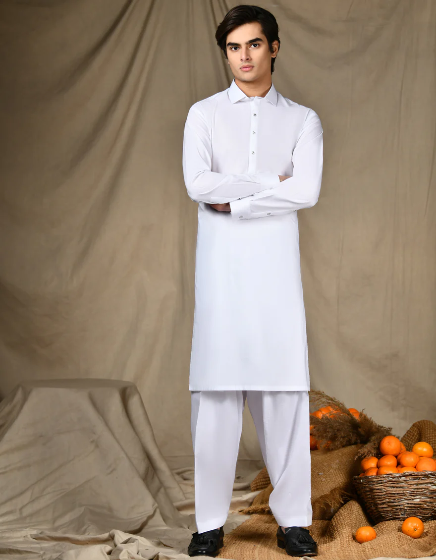 WHITE COTTON KAMEEZ SHALWAR | JTKS-S-46279/S24/JJ9