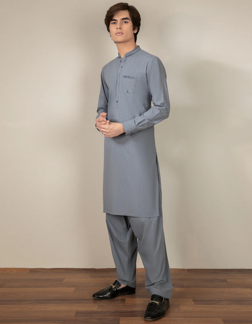 BLUISH GREY BLENDED KAMEEZ SHALWAR | JTKS-S-US-35946/S22/JJ7668-CL