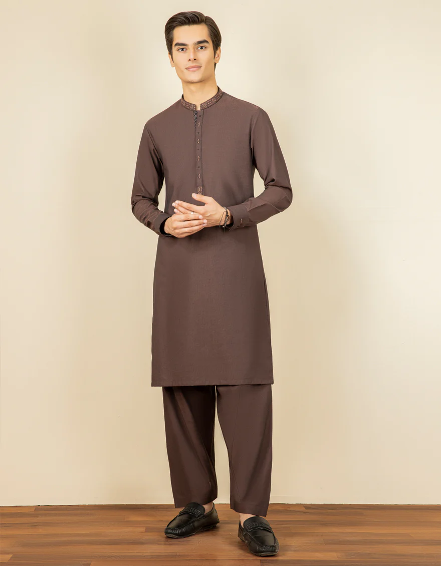 BROWN COTTON KAMEEZ SHALWAR | JTKS-S-US-35961/S22/JJ8175-SF