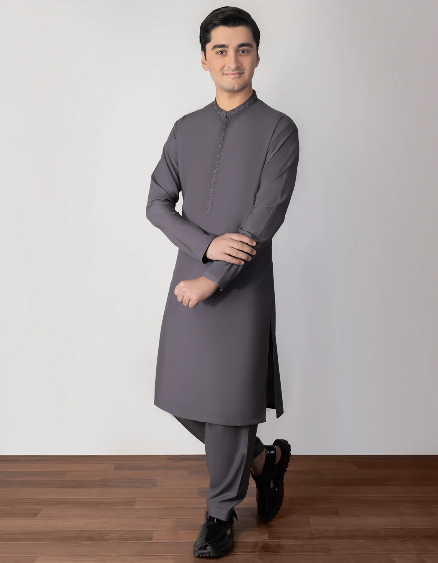GREY BLENDED KAMEEZ SHALWAR | JTKS-S-US-38689/S23/JJ8713-SF
