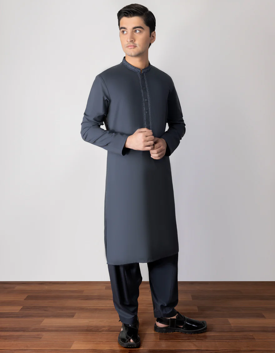 STEEL BLUE BLENDED KAMEEZ SHALWAR | JTKS-S-US-38726/S23/JJ7669-SF