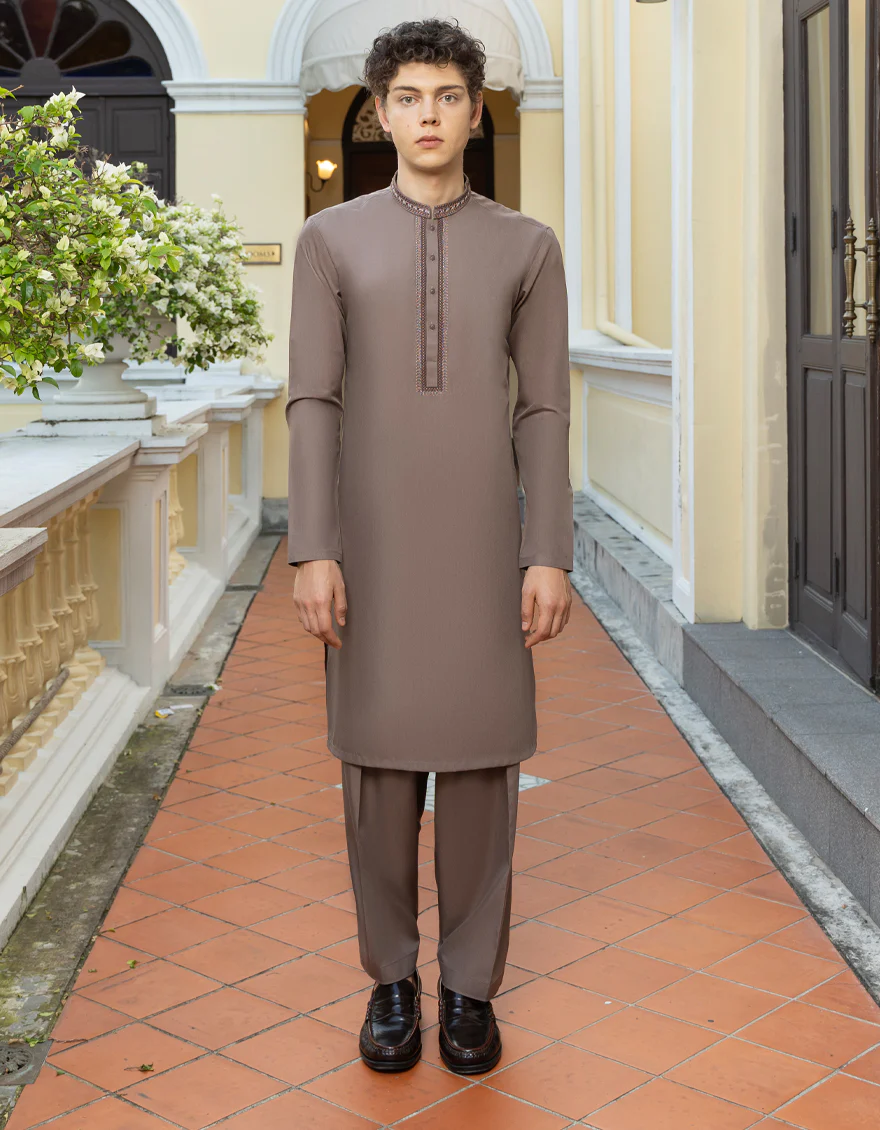 MUD BROWN BLENDED KAMEEZ SHALWAR | JTKS-S-US-38751/S23/JJ8173-FL