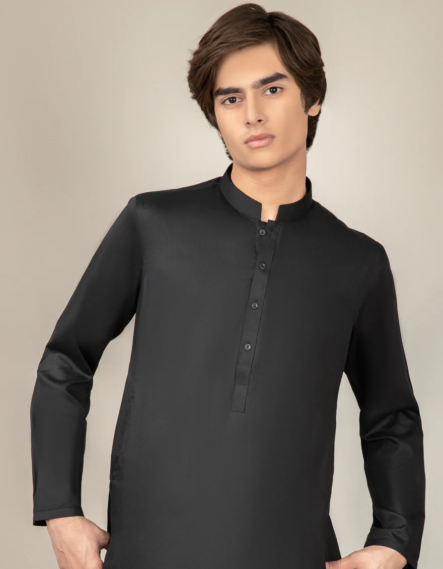 BLACK BLENDED KAMEEZ SHALWAR | JTKS-S-US-40200-R3-AP/S22/JJ7565-PN - Image 2