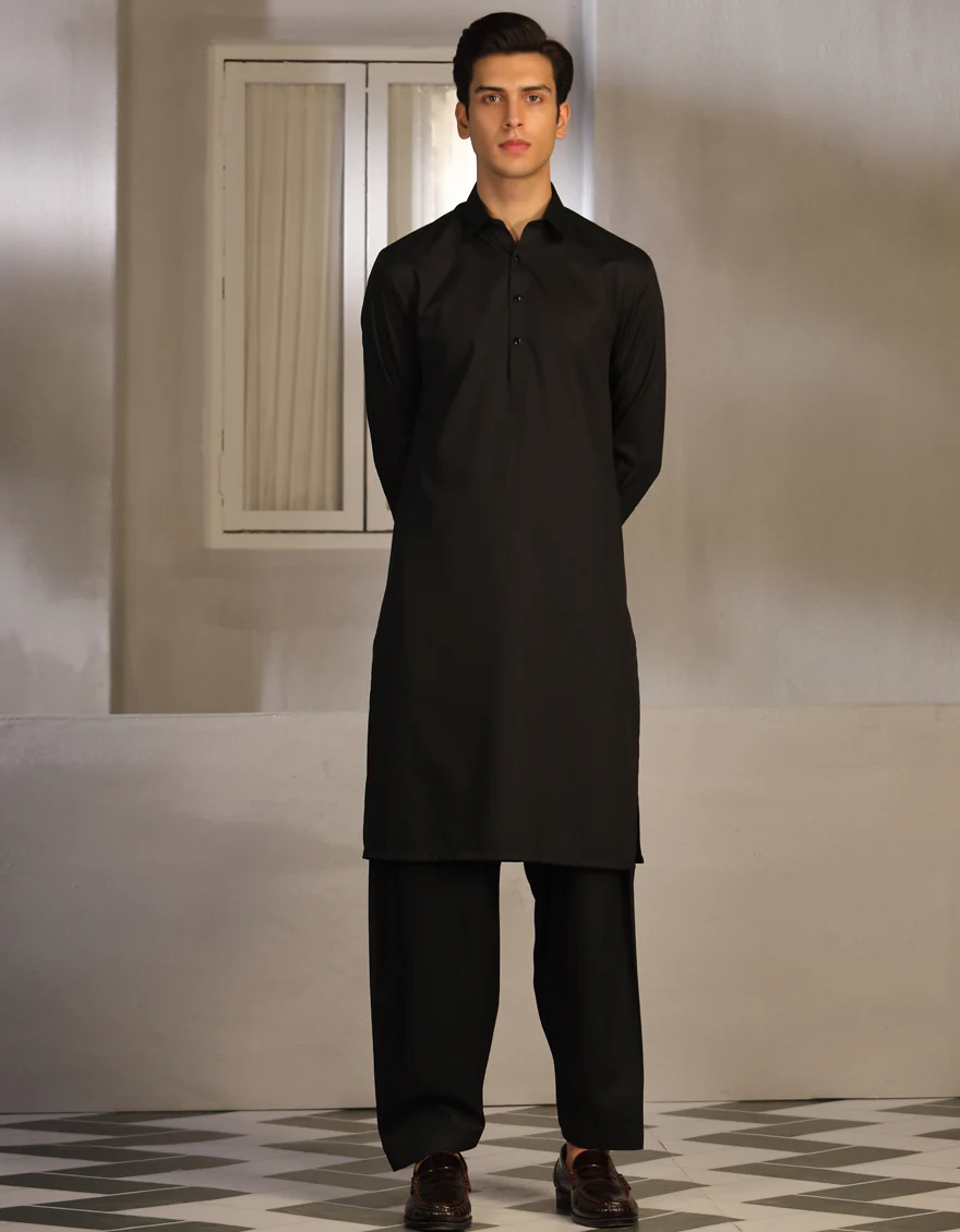 BLACK BLENDED KAMEEZ SHALWAR | JTKS-S-US-40201-R4-AP/S23/JJ8733-PN