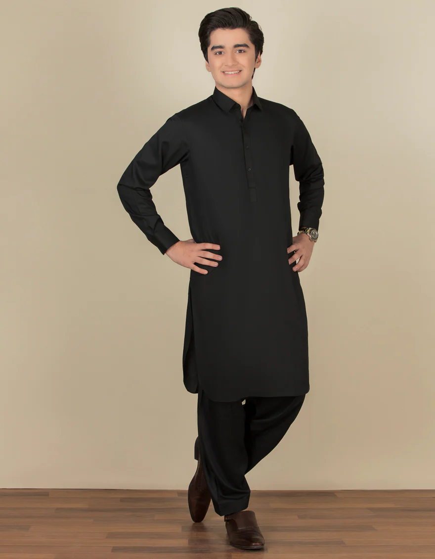 BLACK BLENDED KAMEEZ SHALWAR | JTKS-S-US-40201-R6-AP/S23/JJ8733-PN
