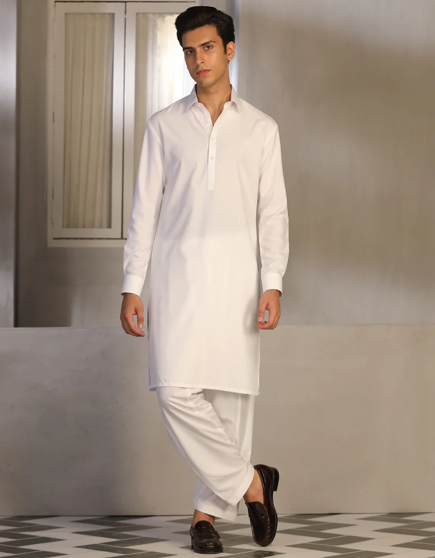 WHITE BLENDED KAMEEZ SHALWAR | JTKS-S-US-40224-R4-AP/S23/JJ8732-PN