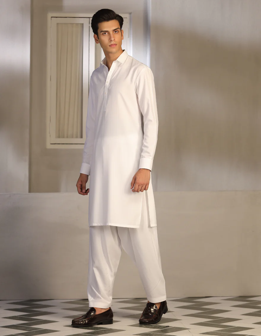 WHITE BLENDED KAMEEZ SHALWAR | JTKS-S-US-40224-R6-AP/S23/JJ8732-PN