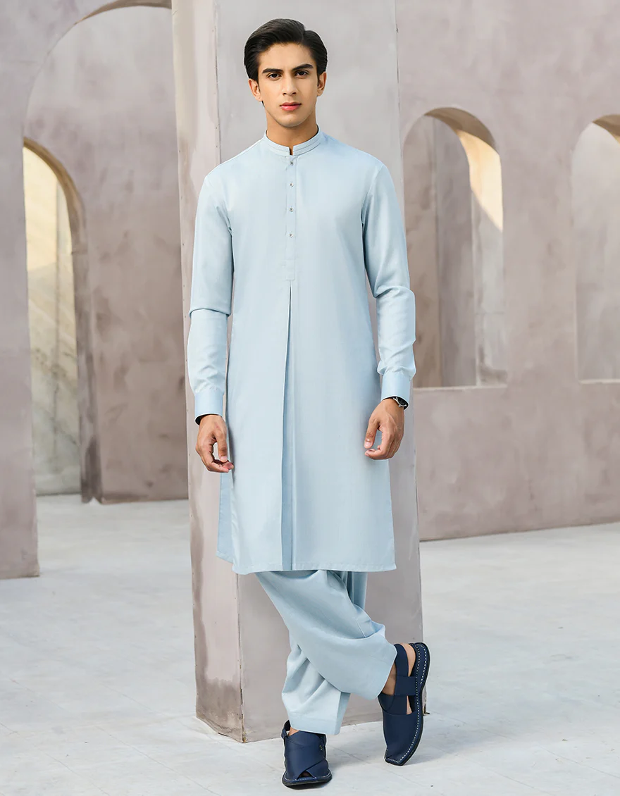 POWDER BLUE BLENDED KAMEEZ SHALWAR | JTKS-S-US-41124/S22/JJ7530-CL