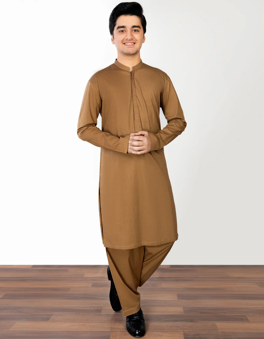 CARAMEL COTTON KAMEEZ SHALWAR | JTKS-S-US-41251/S23/JJ8332-SF