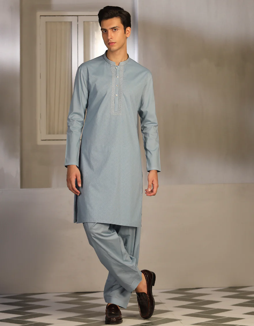 POWDER BLUE COTTON KAMEEZ SHALWAR | JTKS-S-US-41258/S22/JJ8332-SF