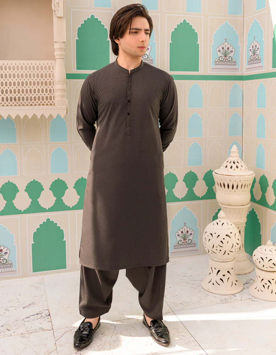 CHARCOAL BLENDED KAMEEZ SHALWAR | JTKS-US-44208/A23/JJ8797-CL