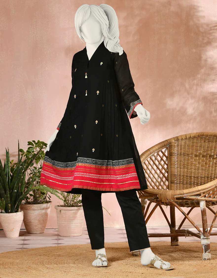BLACK RAW SILK KURTI | JYGK-S-JJTK-US-22-033 FB/FF-035