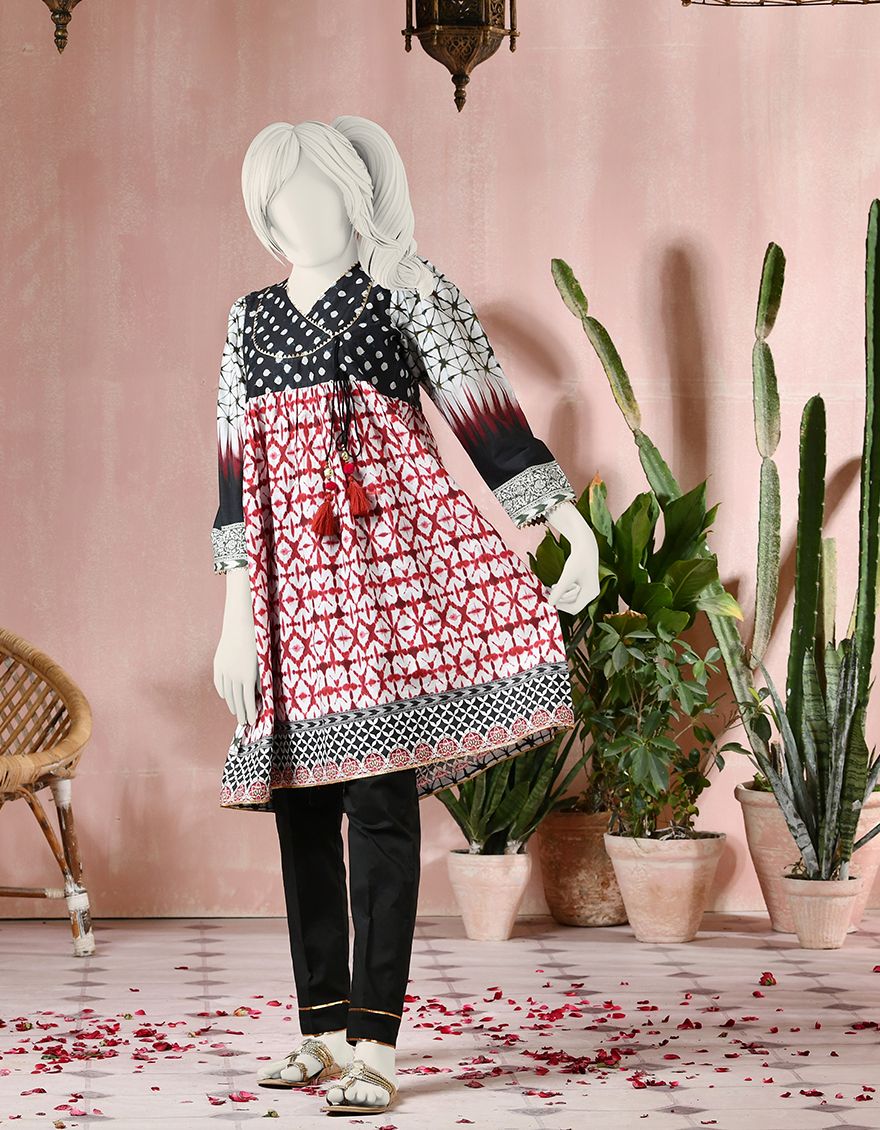 BLACK CAMBRIC KURTI | JYGK-S-JJTK-US-22-037 FB/FINGE BLACK