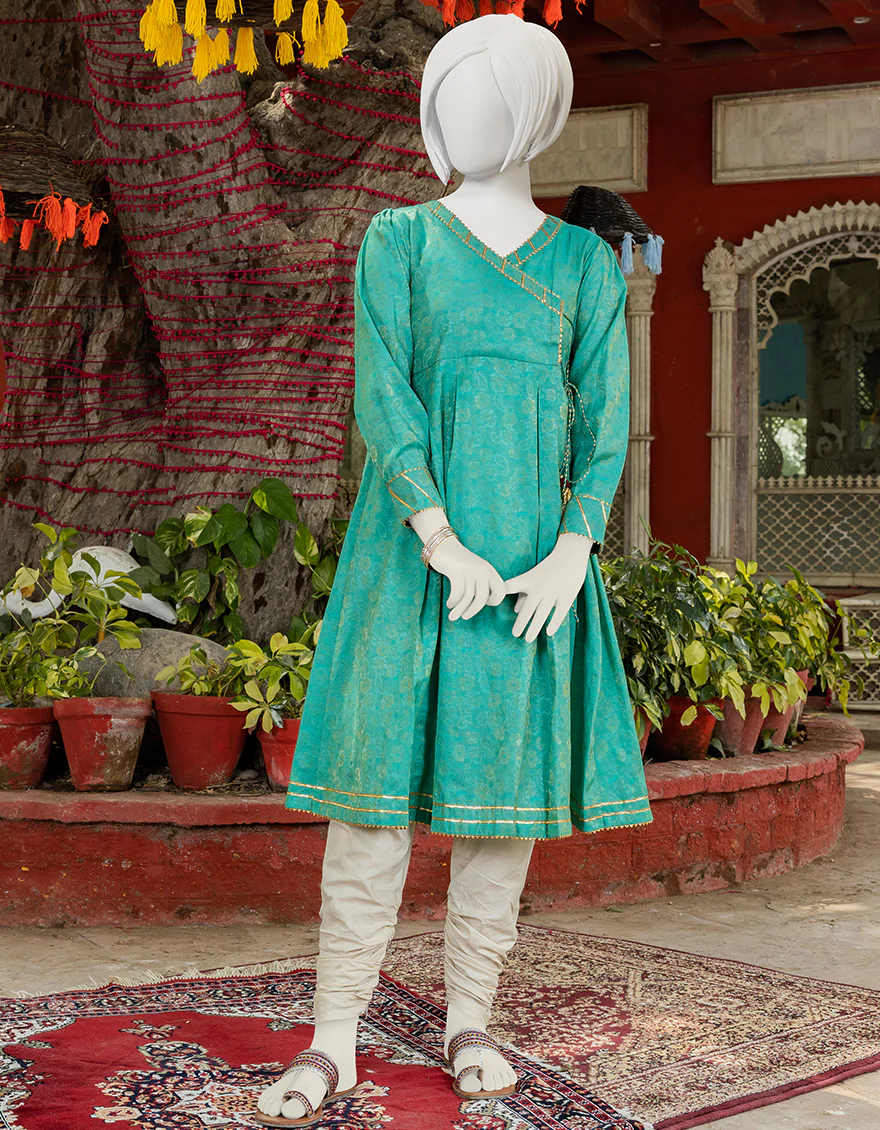 SEA GREEN JAMAWAR KURTI | JYGK-S-JJTK-US-23-080 FB/JAMAWAR