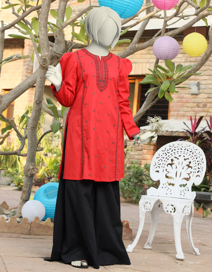 RED LAWN KURTI | JYGK-S-JTS-25-4013 FB/RANGKARI-3