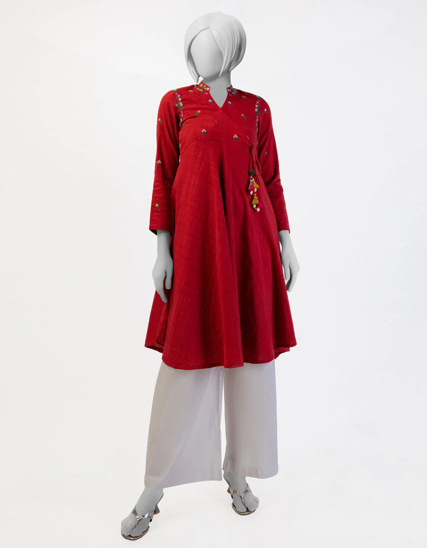 RED TEXTURED KURTI | JYGK-S-JTS-25-4036 FB/DASTAAN-03