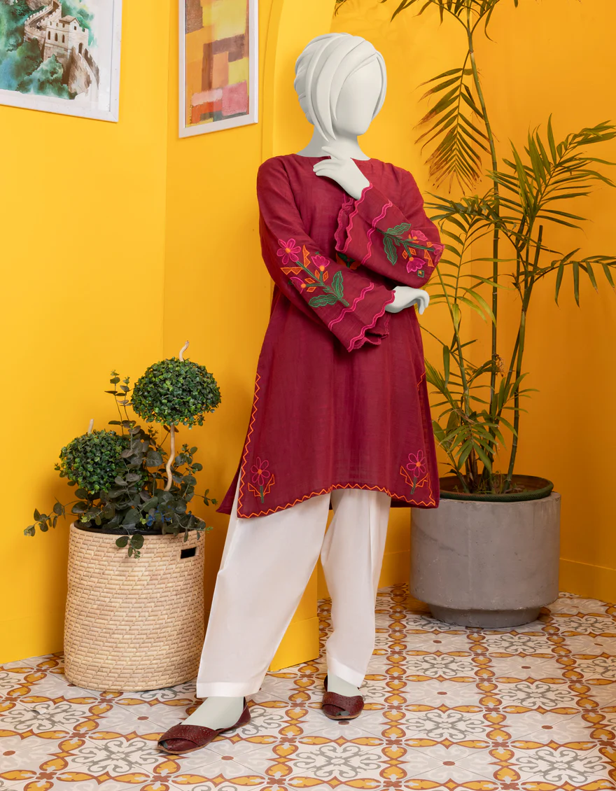 RED KHADDAR KURTI | JYGK-S-JWT-24-4008 FB/VIVID-03