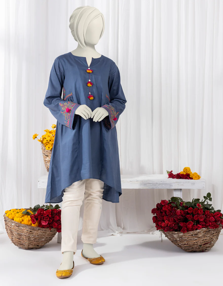 BLUE TEXTURED KURTI | JYGK-S-YGKL-164-24 FB/SOZANKARI-01