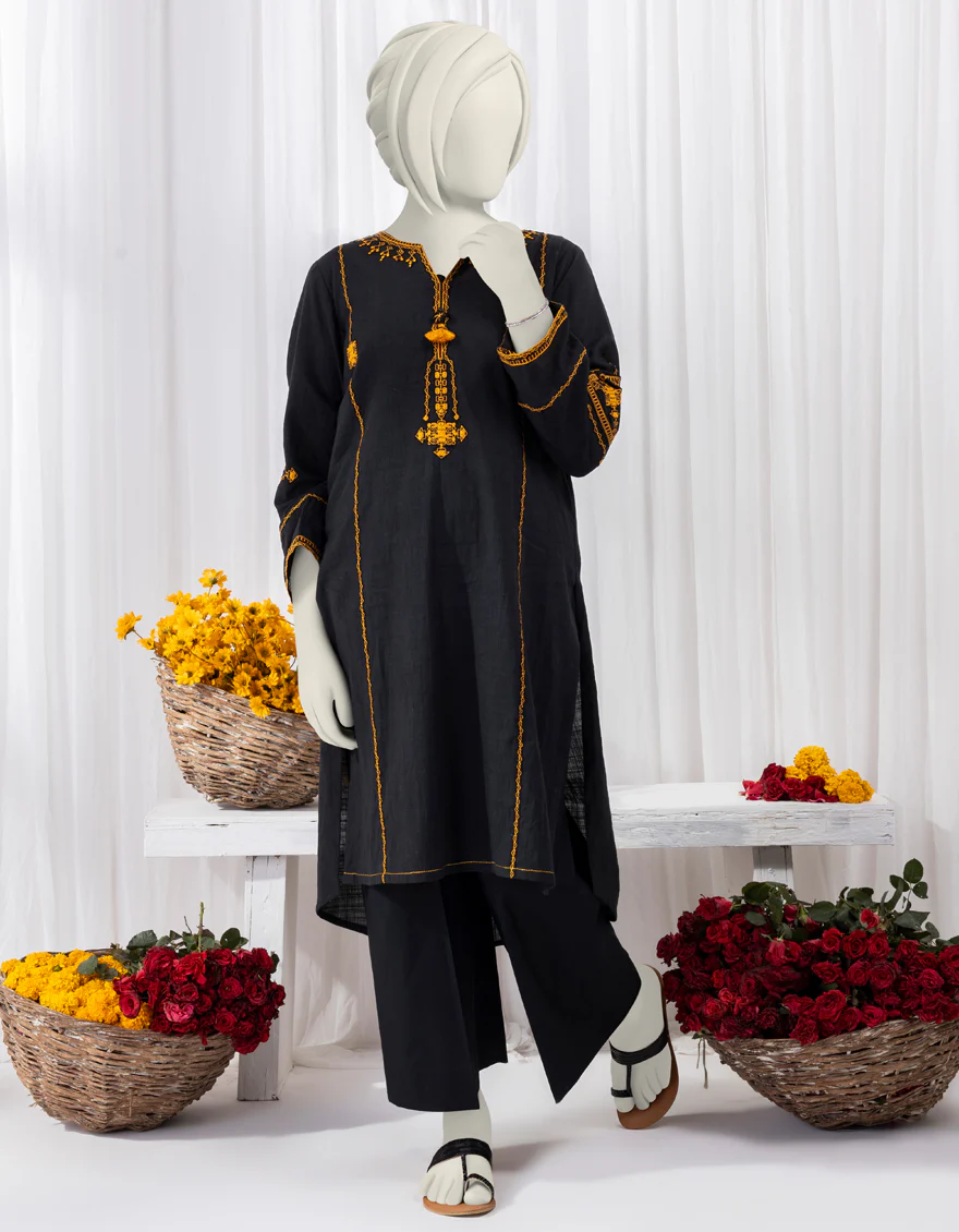 BLACK TEXTURED KURTI | JYGK-S-YGKL-166-24 FB/SOZANKARI-03