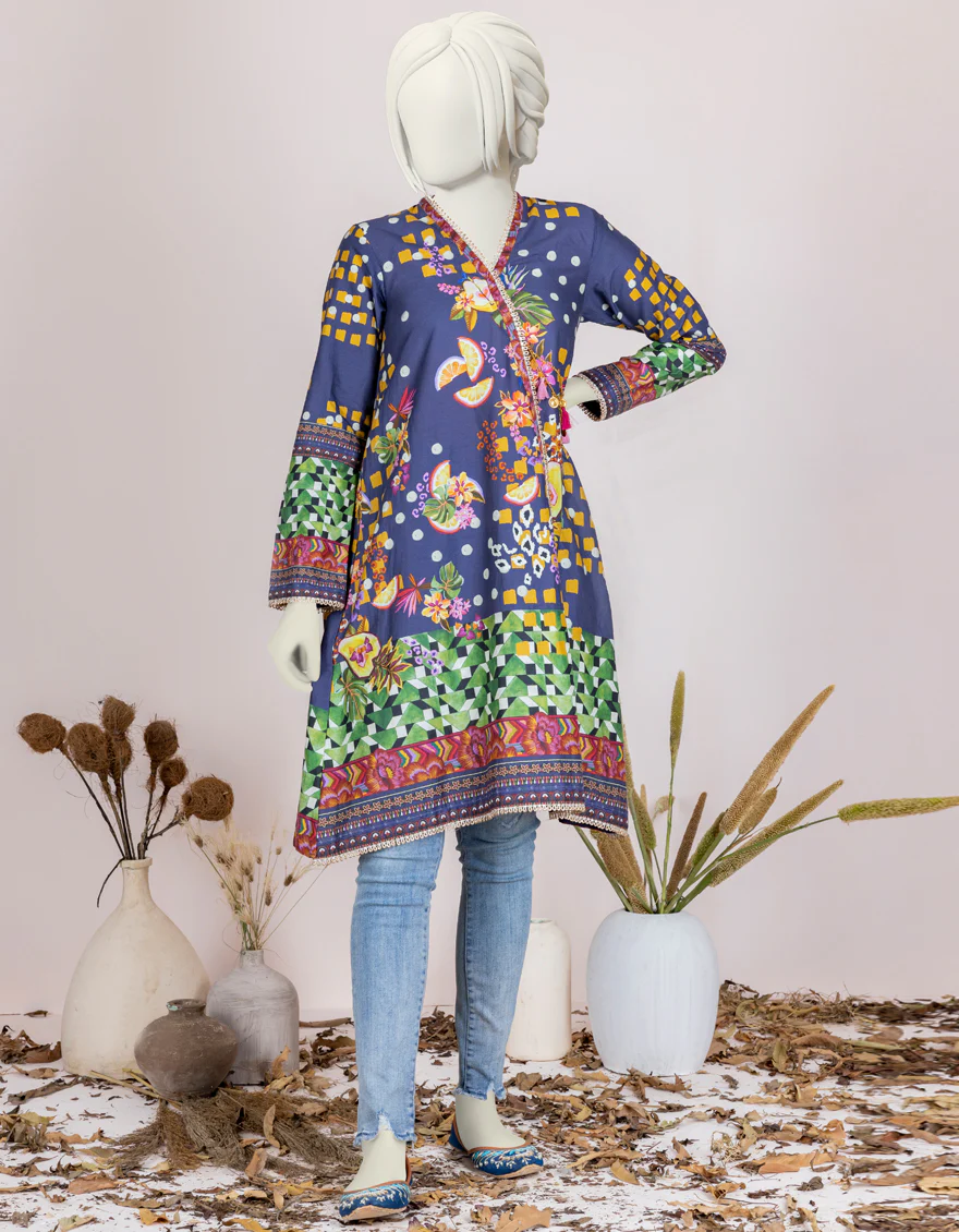 BLUE CAMBRIC KURTI | JYGK-W-JJTK-US-22-064 FB/DAMASK