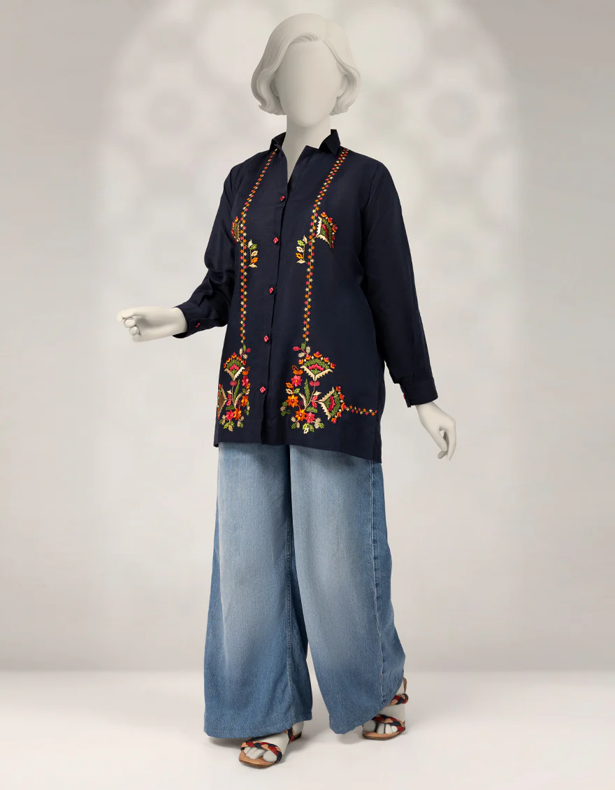 BLUE KHADDAR KURTI | JYGK-W-JTS-25-4109 FB/SHAKET-1