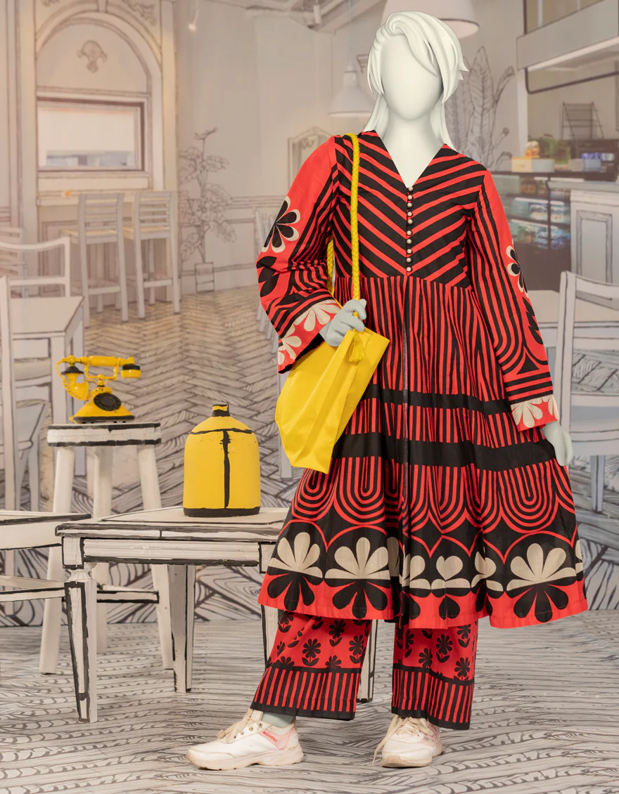 RED CAMBRIC 2PC STITCHED | JYGK-W-JWT-24-3217 FB/VIVID-4