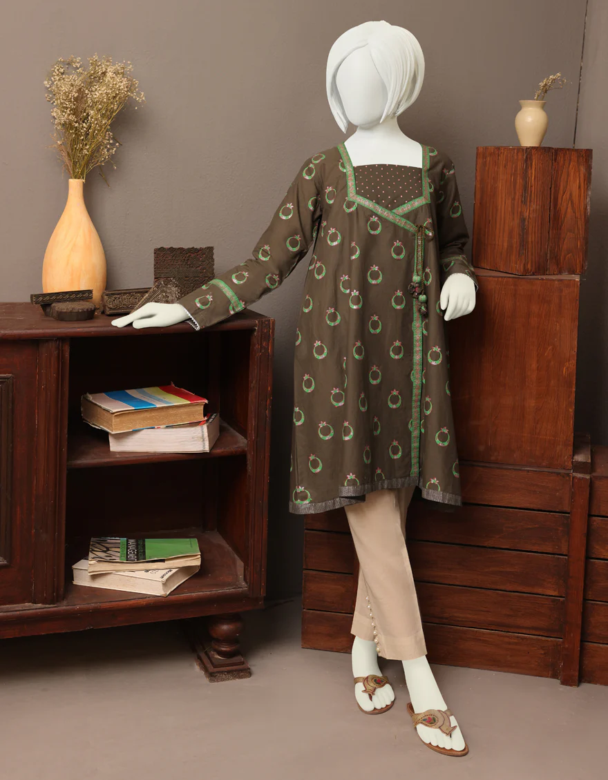 OLIVE CAMBRIC KURTI | JYGK-W-JWT-US-22-4011 FB/GRAY-628