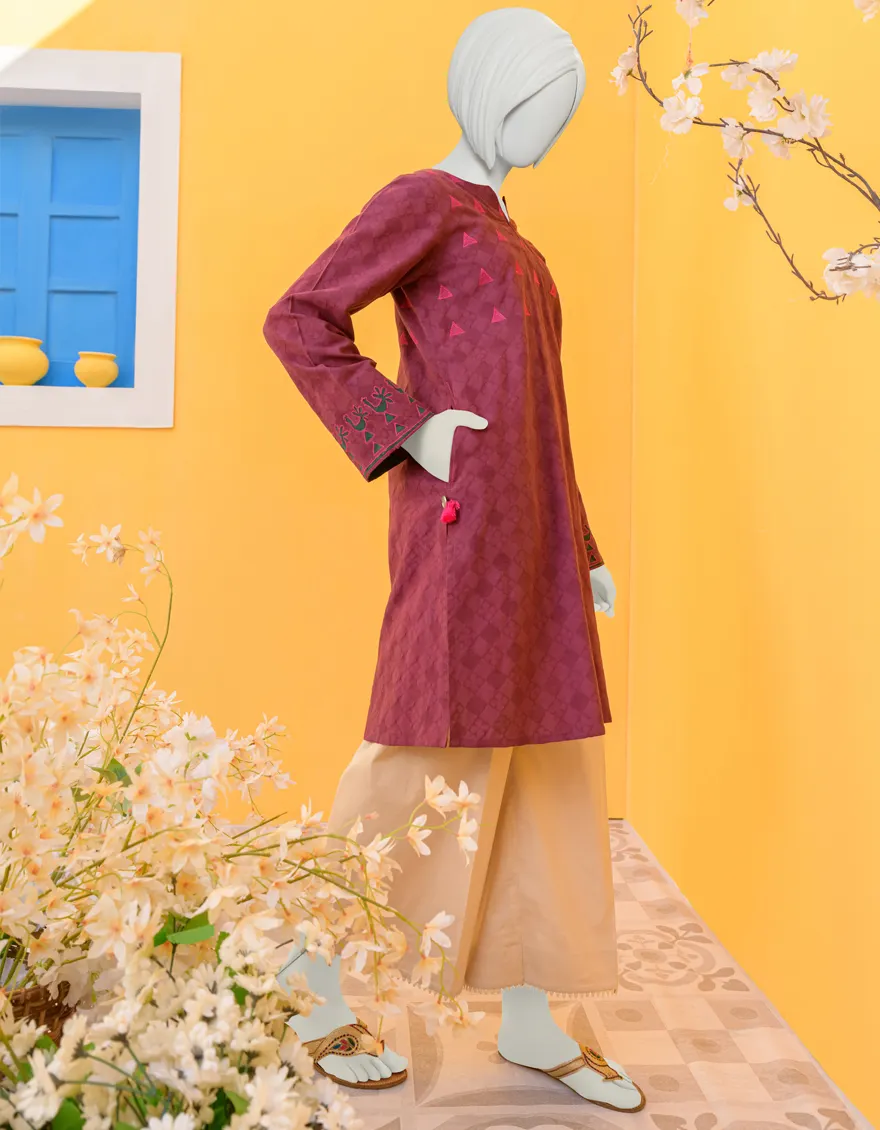 MAROON TEXTURED KURTI | JYGK-YGKL-S-128-23 F