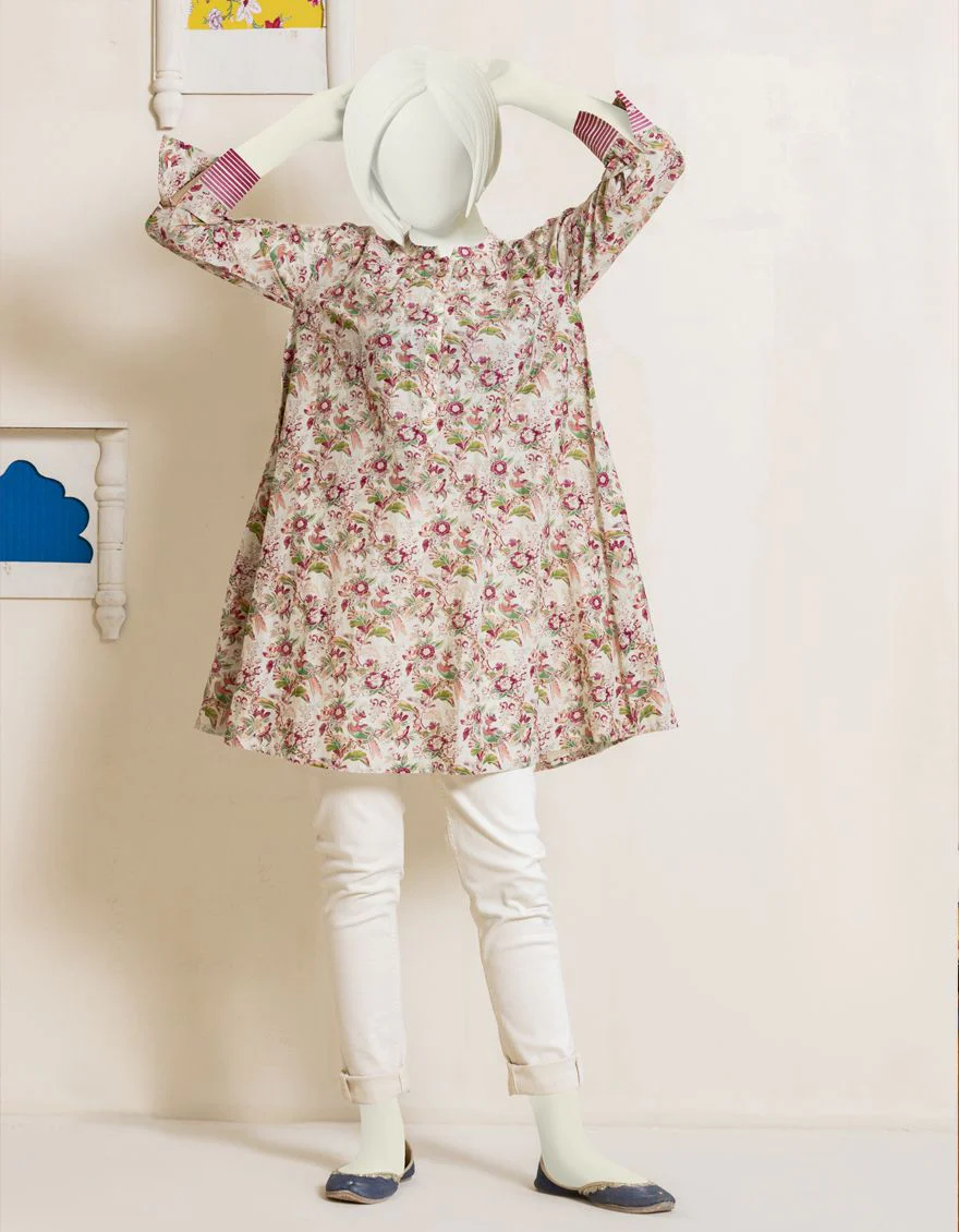BEIGE LAWN KURTI | JYGK-YGKL-S-US-105-22 FB/CORAL