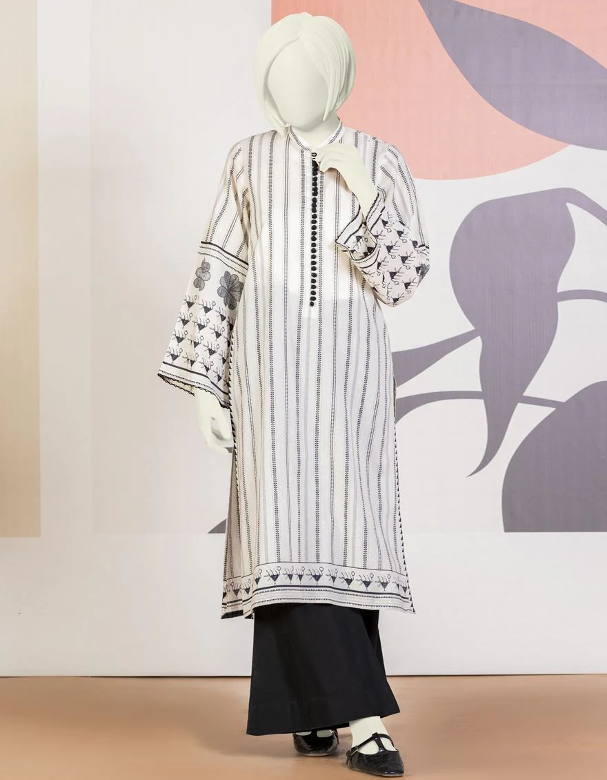 OFF WHITE LAWN KURTI | JYGK-YGKL-S-US-106-22 FB/GYPSUM