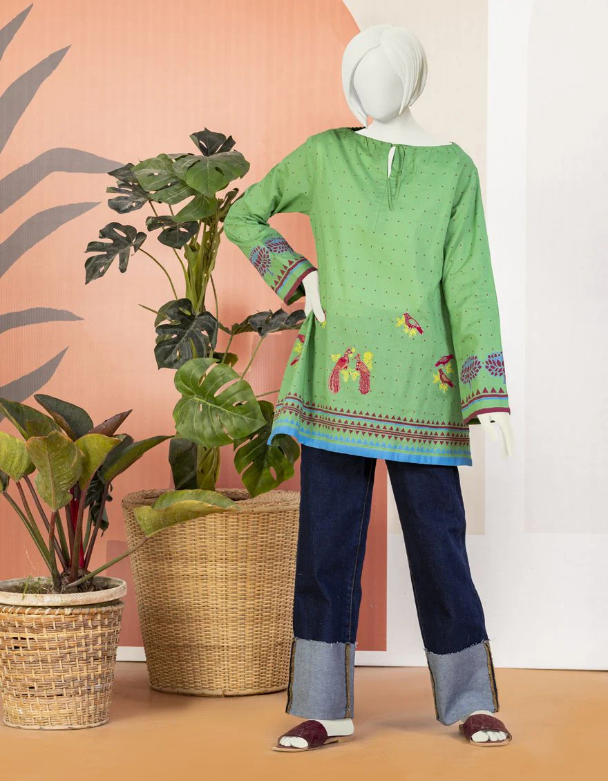 GREEN LAWN KURTI | JYGK-YGKL-S-US-127-22 FB/GREEN SAND