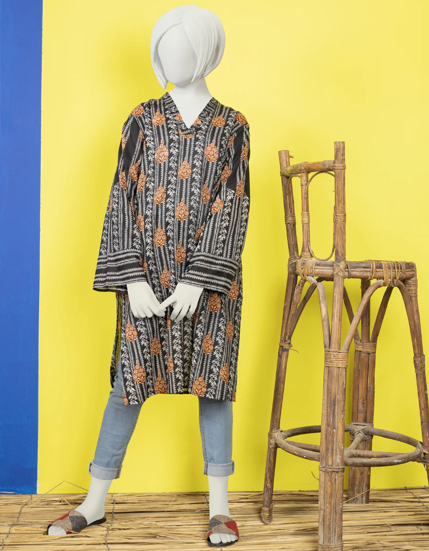 BLACK LAWN KURTI | JYGK-YGKL-S-US-158-22 FB/NEWAPAPER