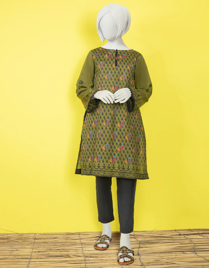 OLIVE LAWN KURTI | JYGK-YGKL-S-US-163-22 FB/BLOCKED-34