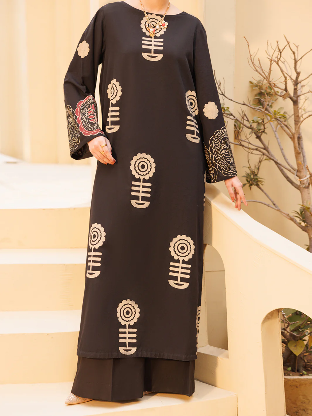 BLACK LAWN 2PC STITCHED | AL-2PS-LKS-1163/FB-1163