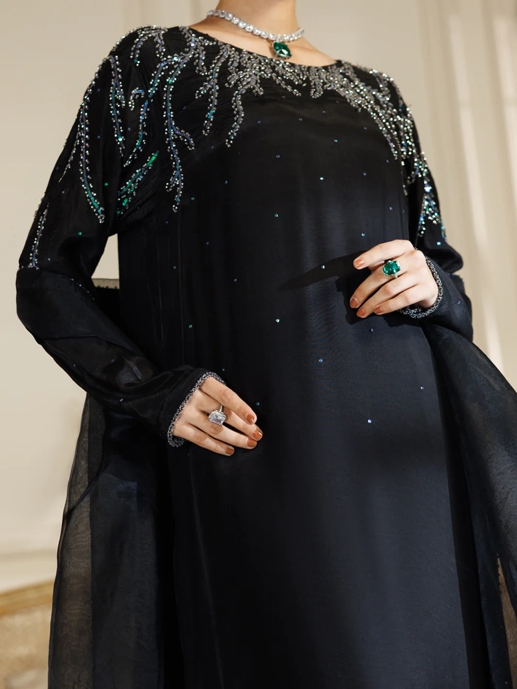 BLACK VISCOSE 3PC STITCHED | AL-3PS-LS-590/AM-3223-A2 - Image 2