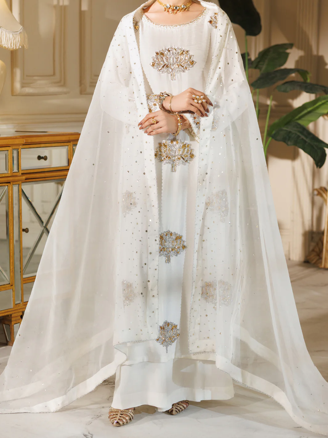 WHITE RAW SILK 3PC STITCHED | AL-3PS-LS-607/AM-3281A - Image 3