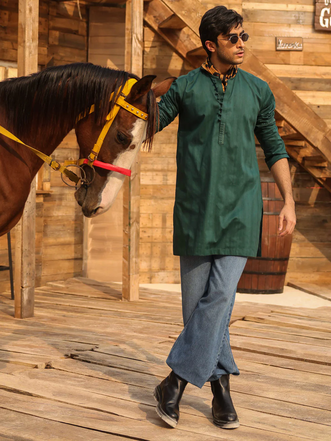 GREEN COTTON KURTA | AL-K-1296/AM-15037A