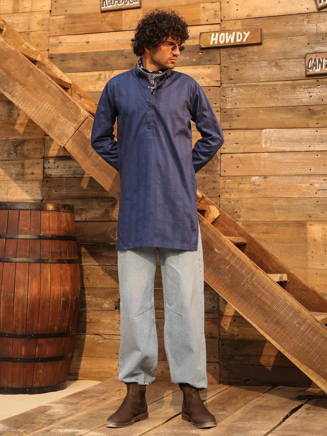 DARK BLUE COTTON KURTA | AL-K-1298/AM-15037C